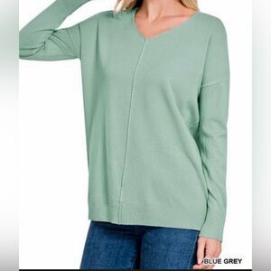 Viscose Hi-Lo Blue Grey Sweater Size:XL Brand:Zenana